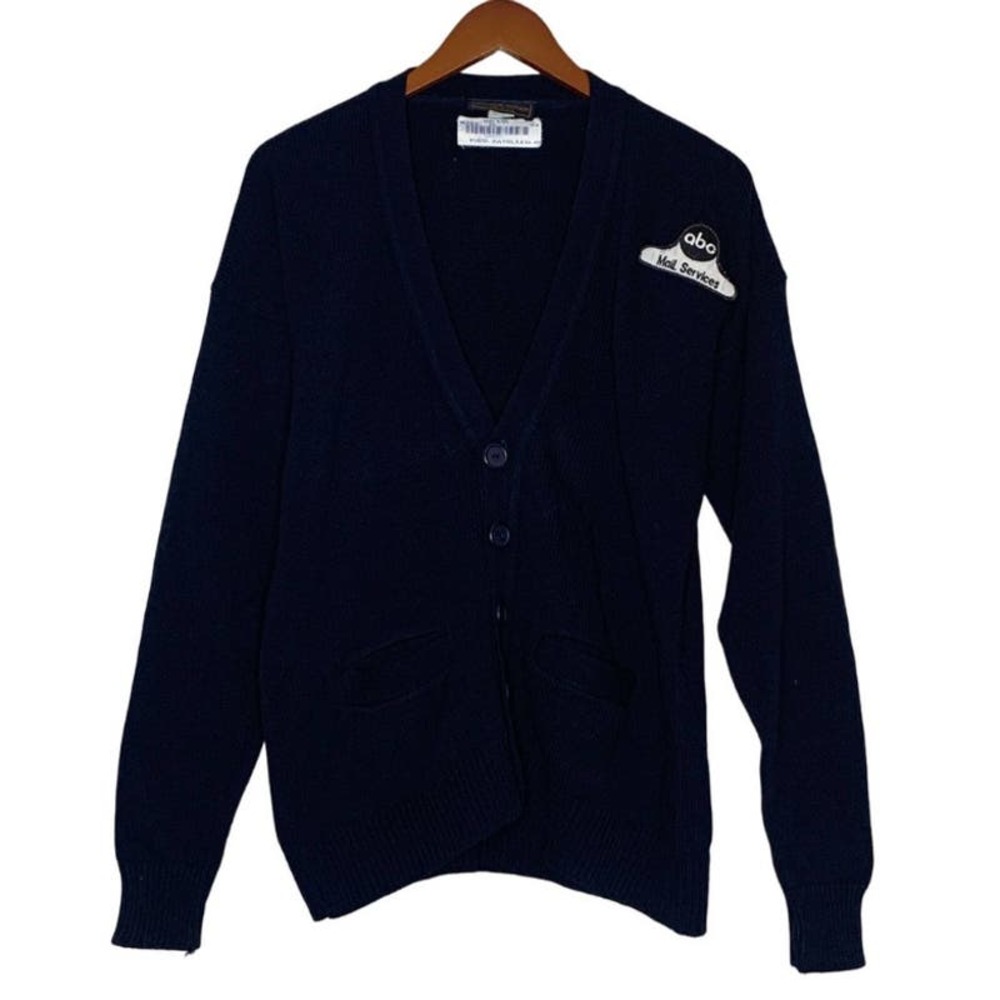 VINTAGE ABC Mail Services Blue Cardigan Sweater - Picture 2 of 7